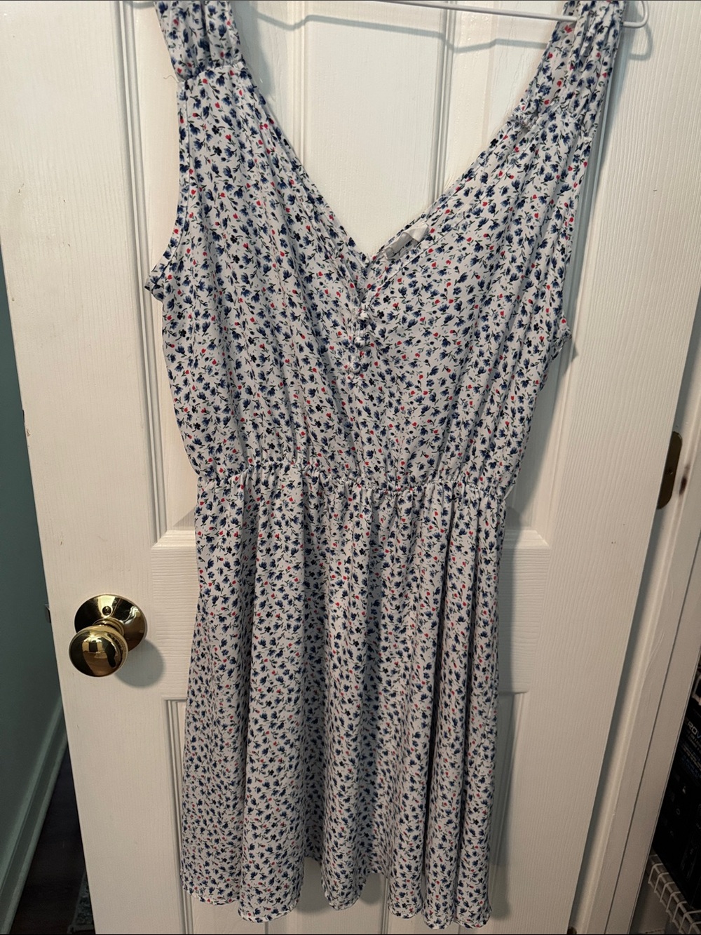 Sienna Sky White Midi Dress with Blue and Pink Floral Print